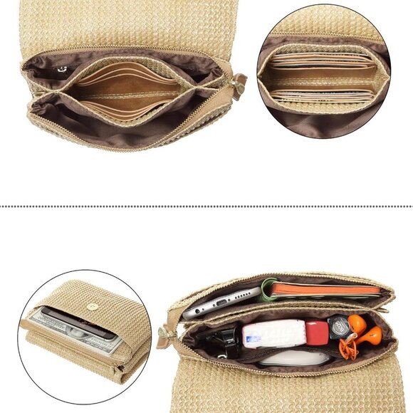 Straw Small Summer Purses for Women Crossbody Purse Beach Bags for Everyday Crui - Picture 5 of 8